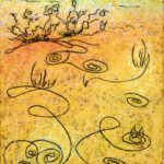 Creosote with Bullion Mountains and Squirrel Holes - C. Carraher 2000